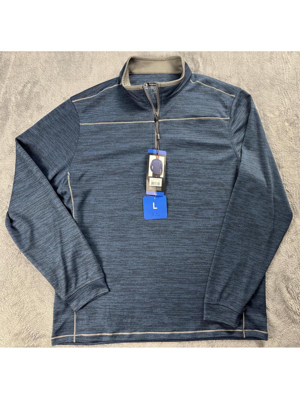 Pebble Beach Men's Dry-Luxe Performance 1/4 Zip Golf Jacket Fleece Blue Sz L